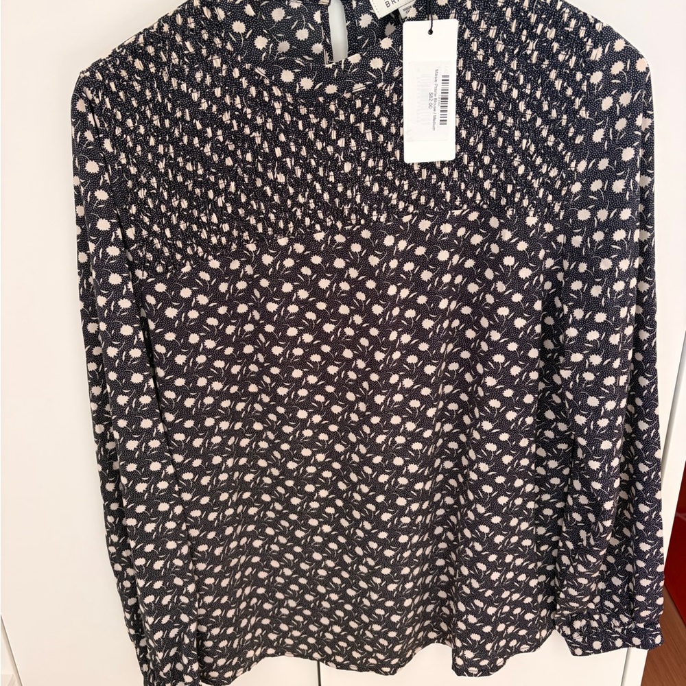 Molly Bracken Black and White Leaf Print Blouse